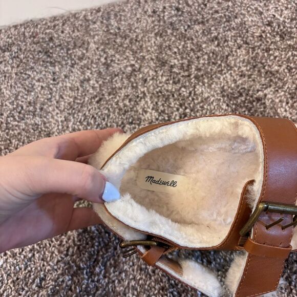 NWOB Madewell The Shearling-Lined Madelyn Sandal Golden Pecan 9 Leather NA977 - Picture 11 of 13